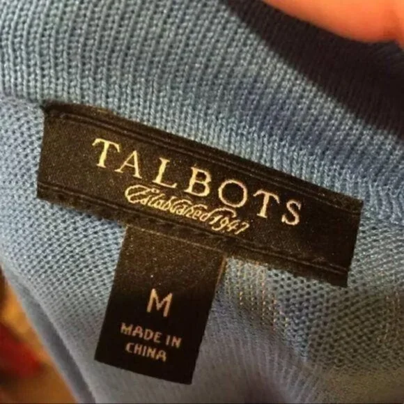 Talbots Sweater Medium V neck Cardigan 56% silk - Picture 3 of 3